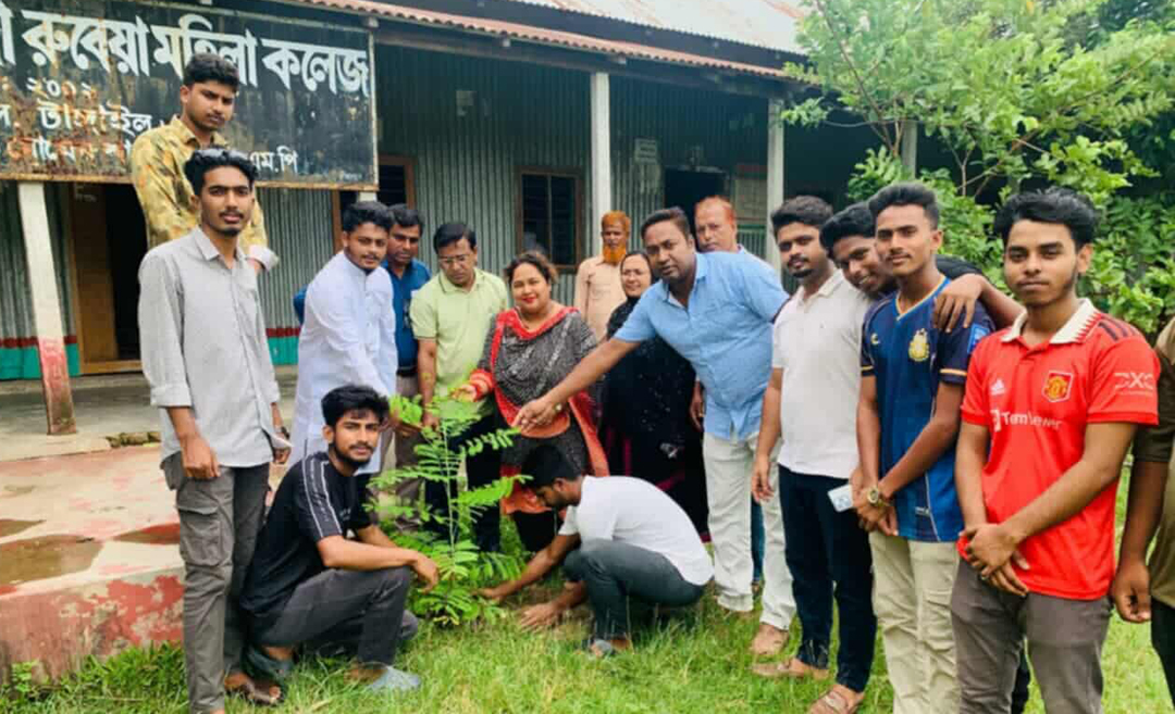 বাসাইলে আযম খানের পক্ষে ছাত্রদলের বৃক্ষরোপণ